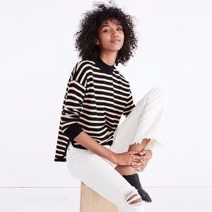 Madewell Boxy Mockneck Stripe Pullover Sweater